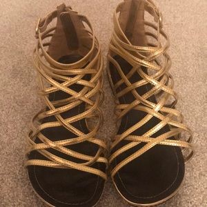 Gold metallic gladiator sandals